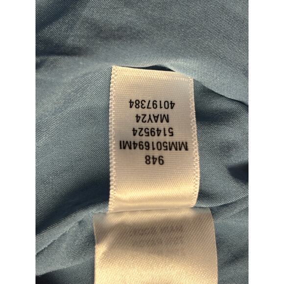 Melrose and Market Puff Sleeve Babydoll Top In Blue Provincial Size M Open Back - Picture 7 of 8